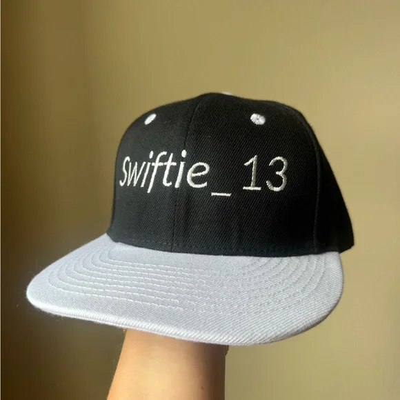 Black and White Cap with Swiftie_13 Embroidery - Taylor Swift Hat - Picture 4 of 7